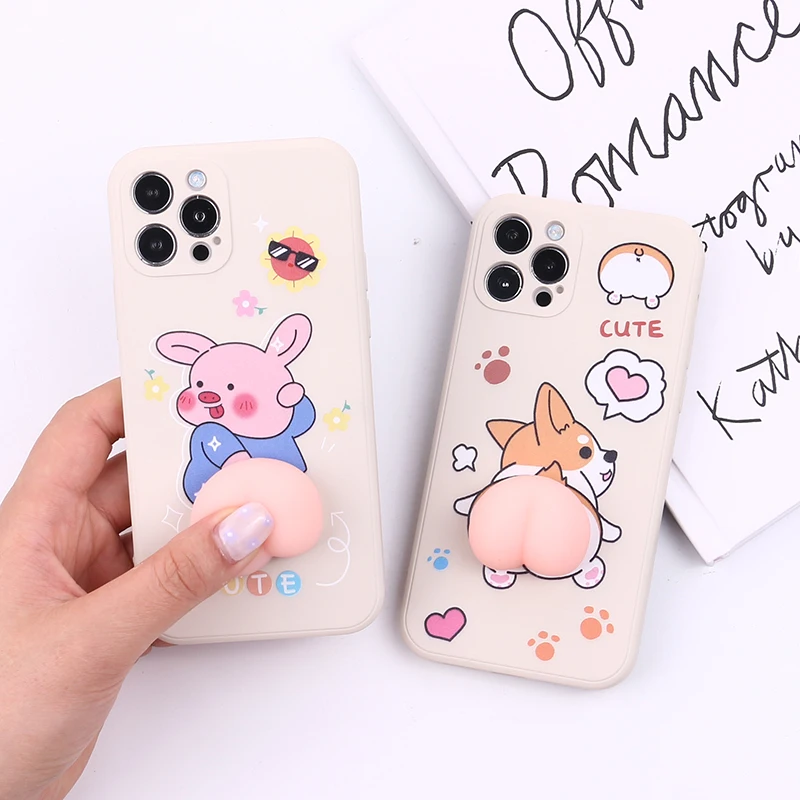 

Funny Cute 3D Cartoon Butt Soft Silicone Phone Case For iPhone 11 12 13 Pro Max Mini XS XR X 7 8P Comfortable Phone Shell Funda