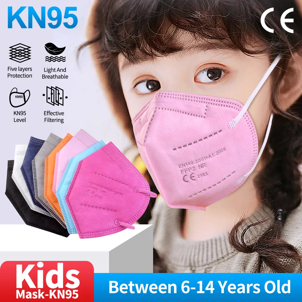 

10-100PCS Cute Kids KN95 Mask CE FFP2 Mascarillas 5 Layers Children Mouth Mask child Respirator ffp2mask niños girls boys Masque