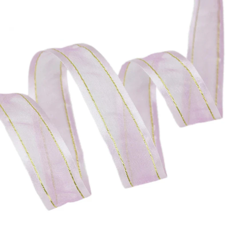 (5 м/лот) 25 мм белая Золотая лента из органзы для края оптом декоративные ленты