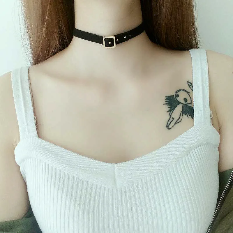 Простой винтажный чокер в форме буквы ожерелье Корейском стиле Черная веревка