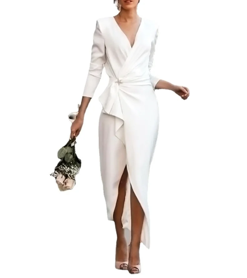 

Женское сексуальное крутое платье средней длины, осенне-зимнее праздничное платье в этническом стиле со средней талией на груди