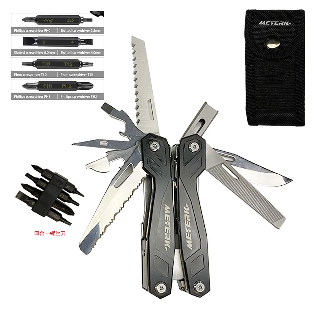 

Meterk Multifunctional Tool Pliers Mini Portable Folding Pliers Combined Military knife With Replaceable Screw Head Tool kit