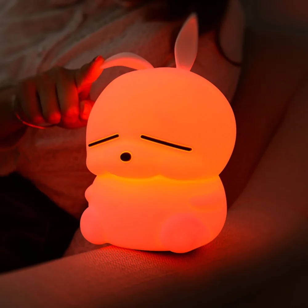 Mashimaro светодиодный ночник с сенсорным датчиком, цветной USB мультяшный силиконовый светильник с кроликом, прикроватная лампа с кроликом для детей, подарок для малышей