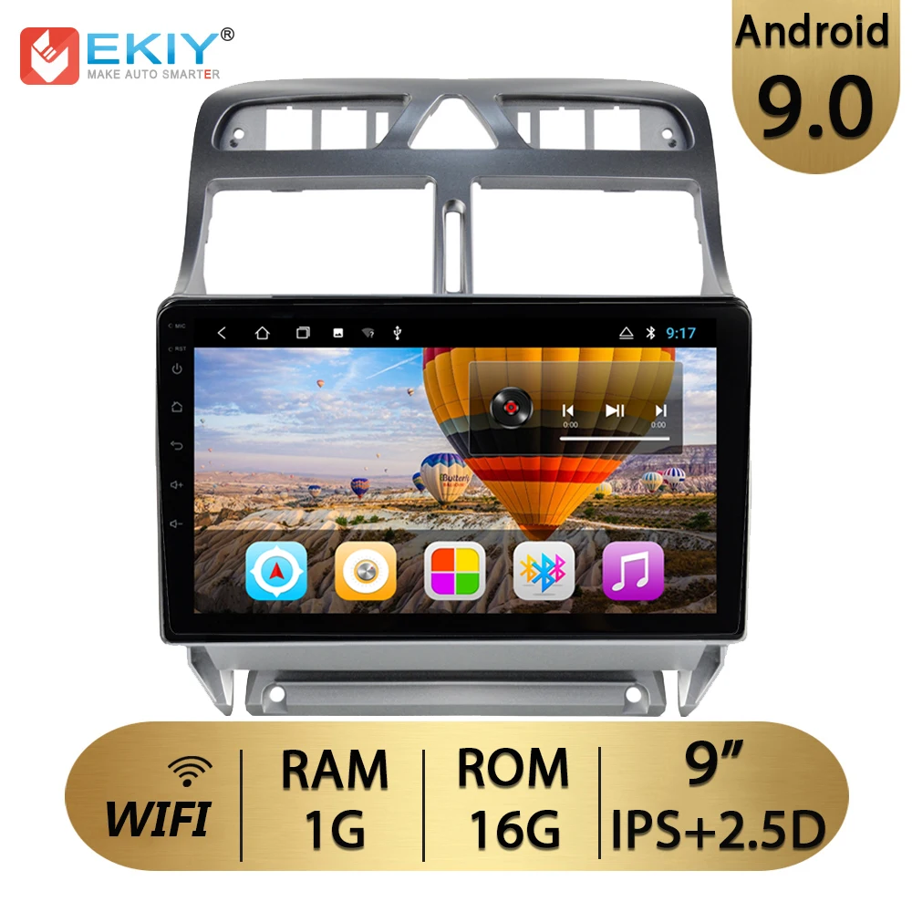 9 inch 1G 16G Ekiy " ips Android 9,0 не 2 Din Автомобильный мультимедийный плеер авторадио стерео для peugeot 307 2004-2013 gps навигация 4G МОДЕМ Wifi - Цвет: 9 inch 1G 16G