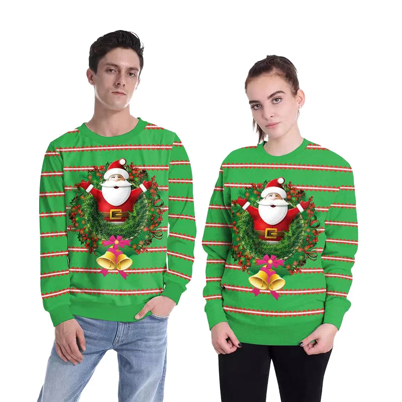 Уродливые Рождественские Свитера для пар 3D джемпер с рисунком Санты и