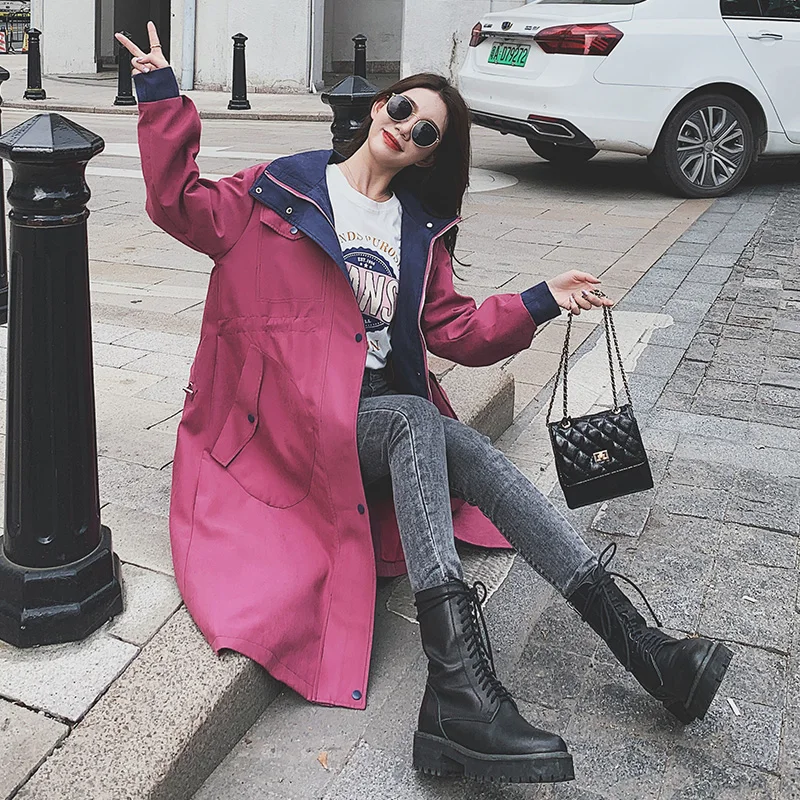 Женский плащ с капюшоном длинным рукавом на осень/зиму | Женская одежда