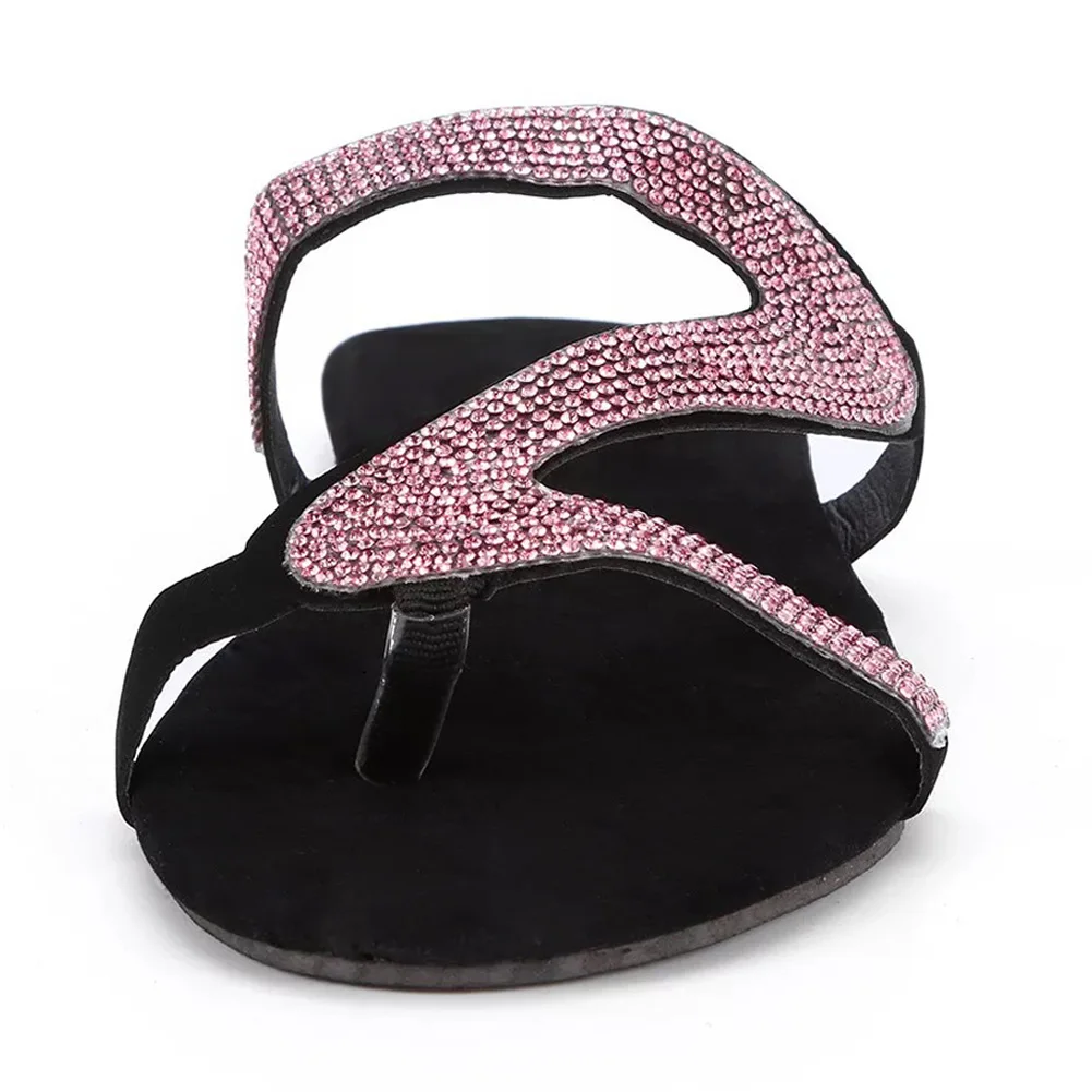 

Women Summer Rhinestone Flat Slippers Soft Open Toe Sandals Outdoor Flip Flops Beach Ladies Slides Plus Size Jelly Shoes A66