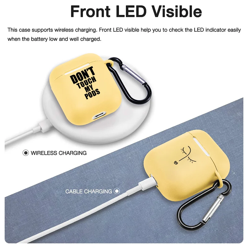 

Simple Text Lines For Apple Airpods 2 1 Earphone Case Soft Silicone For Airpods Wireless Bluetooth Shockproof Case With Hook