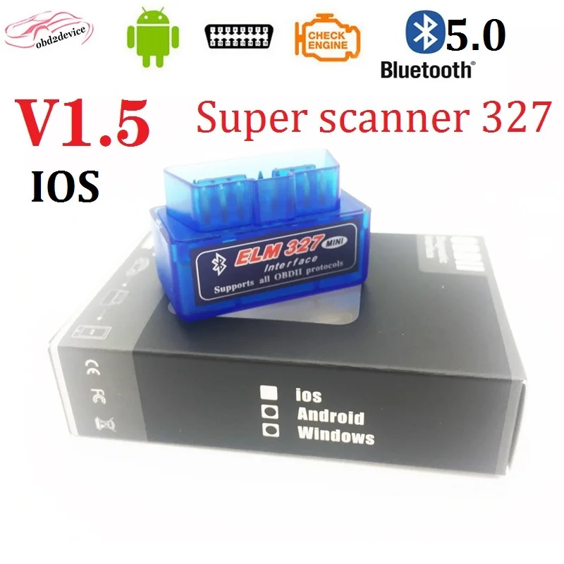 Super ELM327 bluetooth Автомобильный сканер считыватель кодов ошибок V1.5 для Windows/Android и IOS