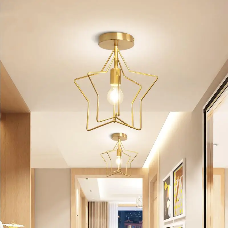 Креативный Железный потолочный светильник с пентаграммой в стиле индастриал