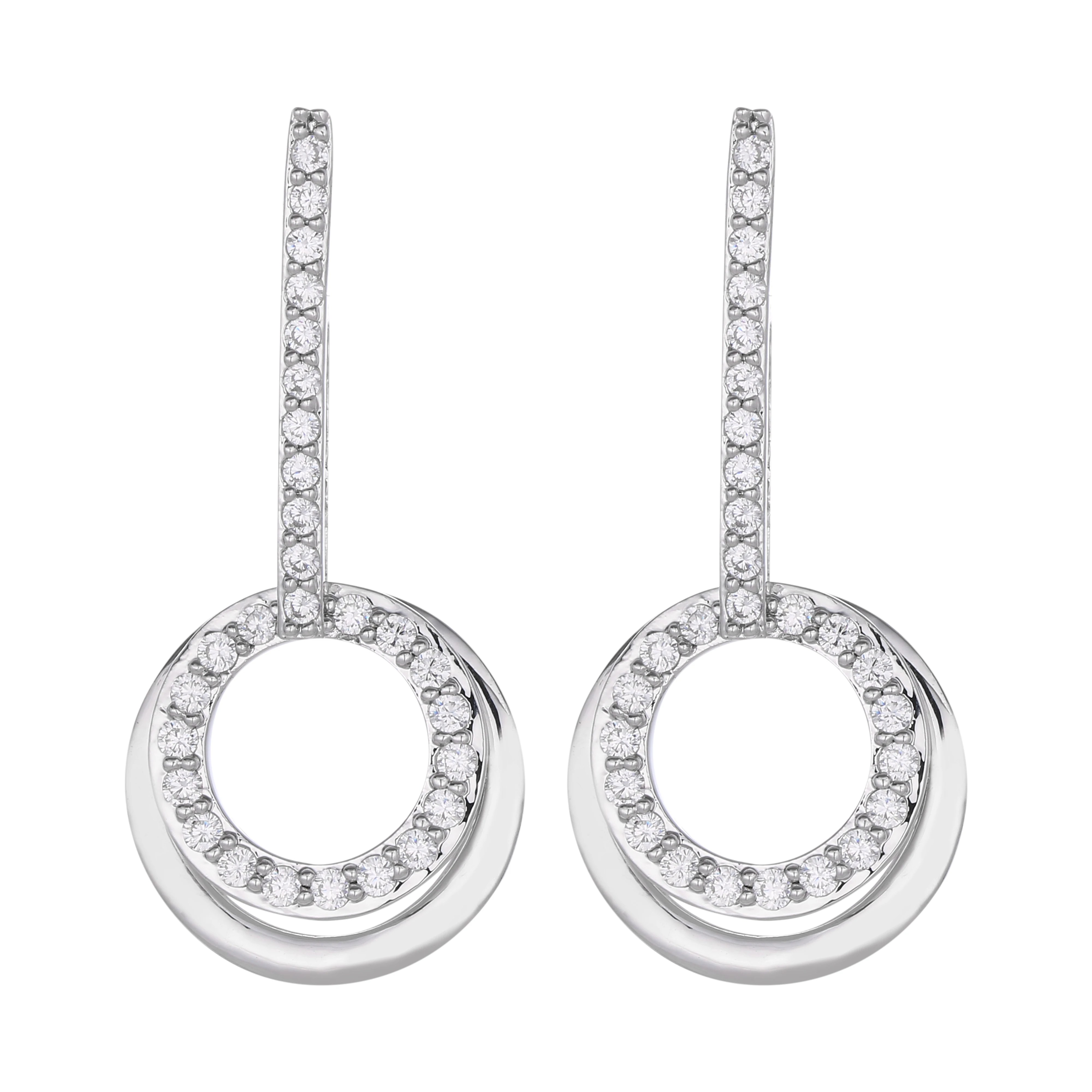 

L'amour&ma Simple Style Hollow Design Round Crystal Earring Trendy Long Drop Earrings For Women Jewelry Engagement Gifts Wedding