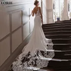 Женское свадебное платье с юбкой-годе, винтажное кружевное платье на бретелях-спагетти с V-образным вырезом, модель 2021
