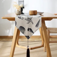 simple nordic style coffee table dining table table runner hotel bed towel modern sea shell tassel cotton linen table runner