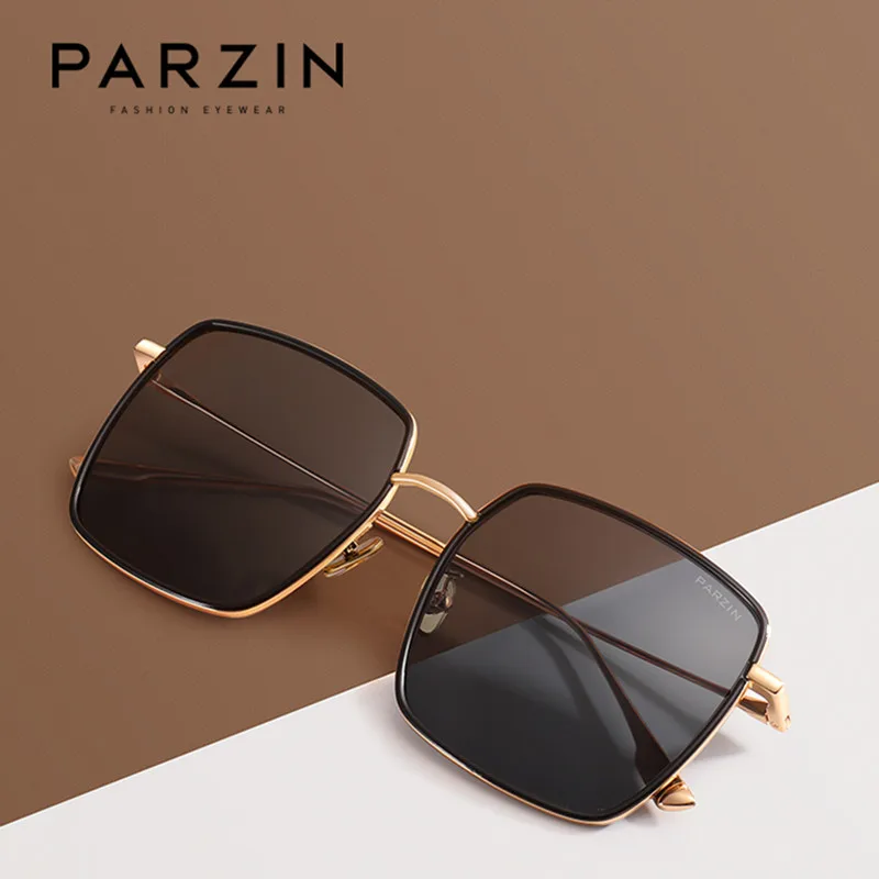PARZIN Новые солнцезащитные очки для женщин большая металлическая оправа модные