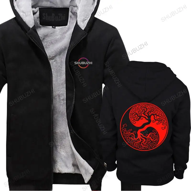 

Custom Screen Printed Red and Black Tree of Life Yin Yang warm coat Mens Male Eco Cotton Awesome Plant winter sweatahirt hoody