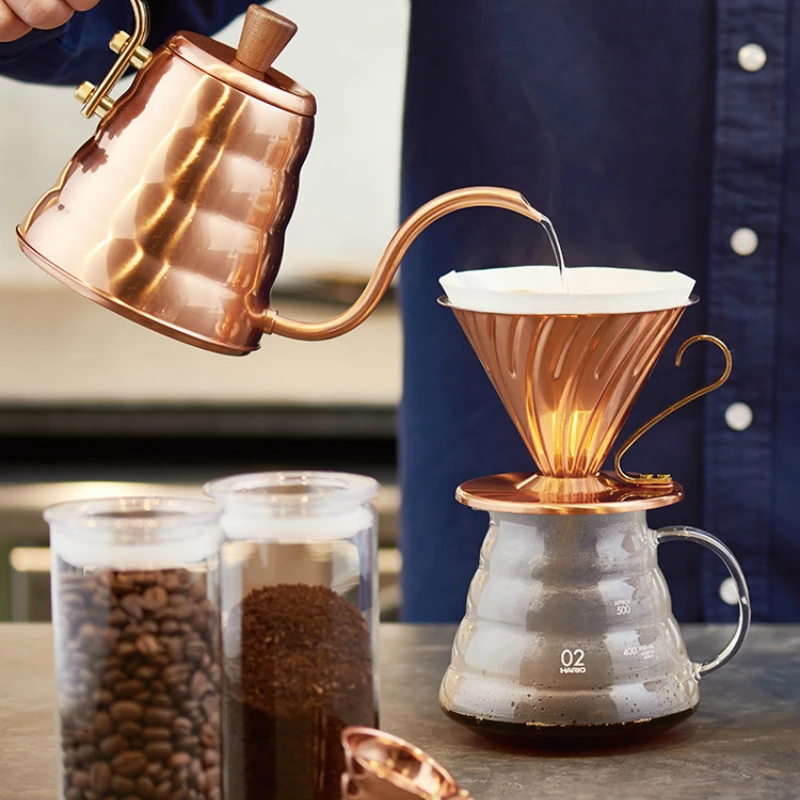 Японский медный кофейный фильтр Hario V60 многоразовый капельный 1 4 чашки набор