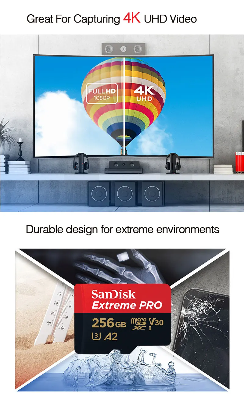 SanDisk Оригинальная карта памяти 256 ГБ 128 Гб 64 ГБ 32 ГБ Micro sd карта класс 10 U3 V30 4K UHD флэш-карты памяти Microsd TF/sd карта