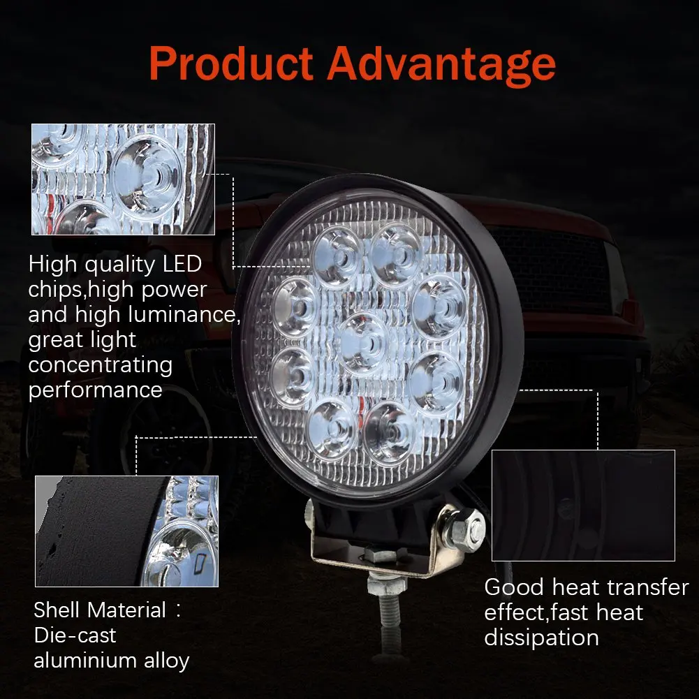 2 шт. 4 дюйма 27 Вт Светодиодная рабочая лампа точечный луч рабочий светильник s 12 в