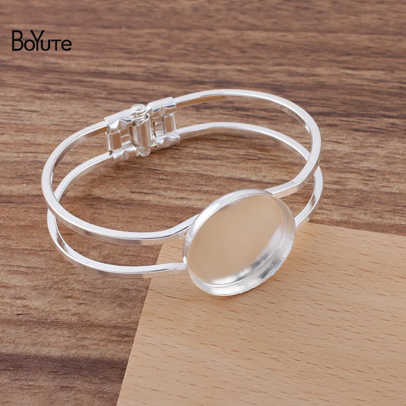 BoYuTe Custom Made (50 Pieces/Lot) 65*60MM Silver Plated Bracelet Base with 25MM Blank Tray DIY Handmade Jewelry Accessories