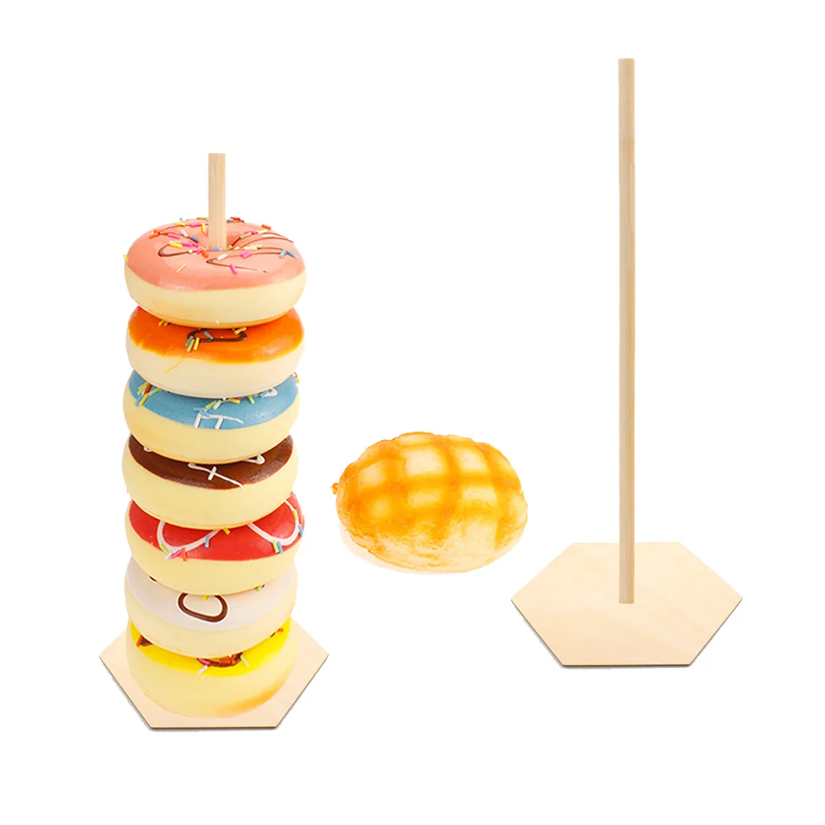 

1PCS Wooden Donut Stands Donut Holder Wood Hexagon Detachable Donut Display Stands for Wedding Baby Showers Party Decor Favor