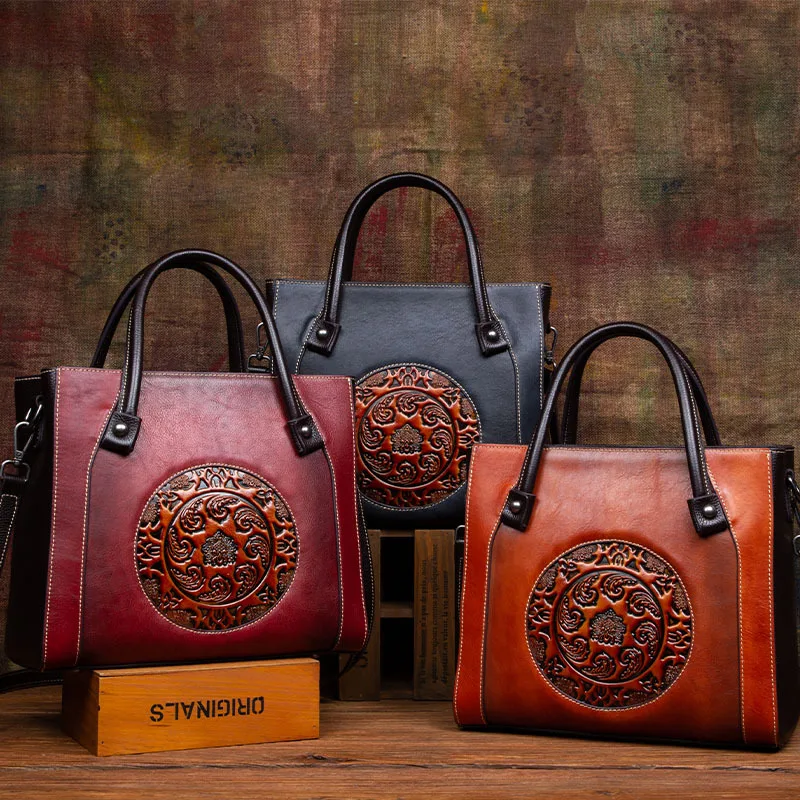 

Leather Leisure New Versatile Chinese Style Large Capacity Cowhide Women's Handbags Brand High Quality Luxury Shoulder Bags