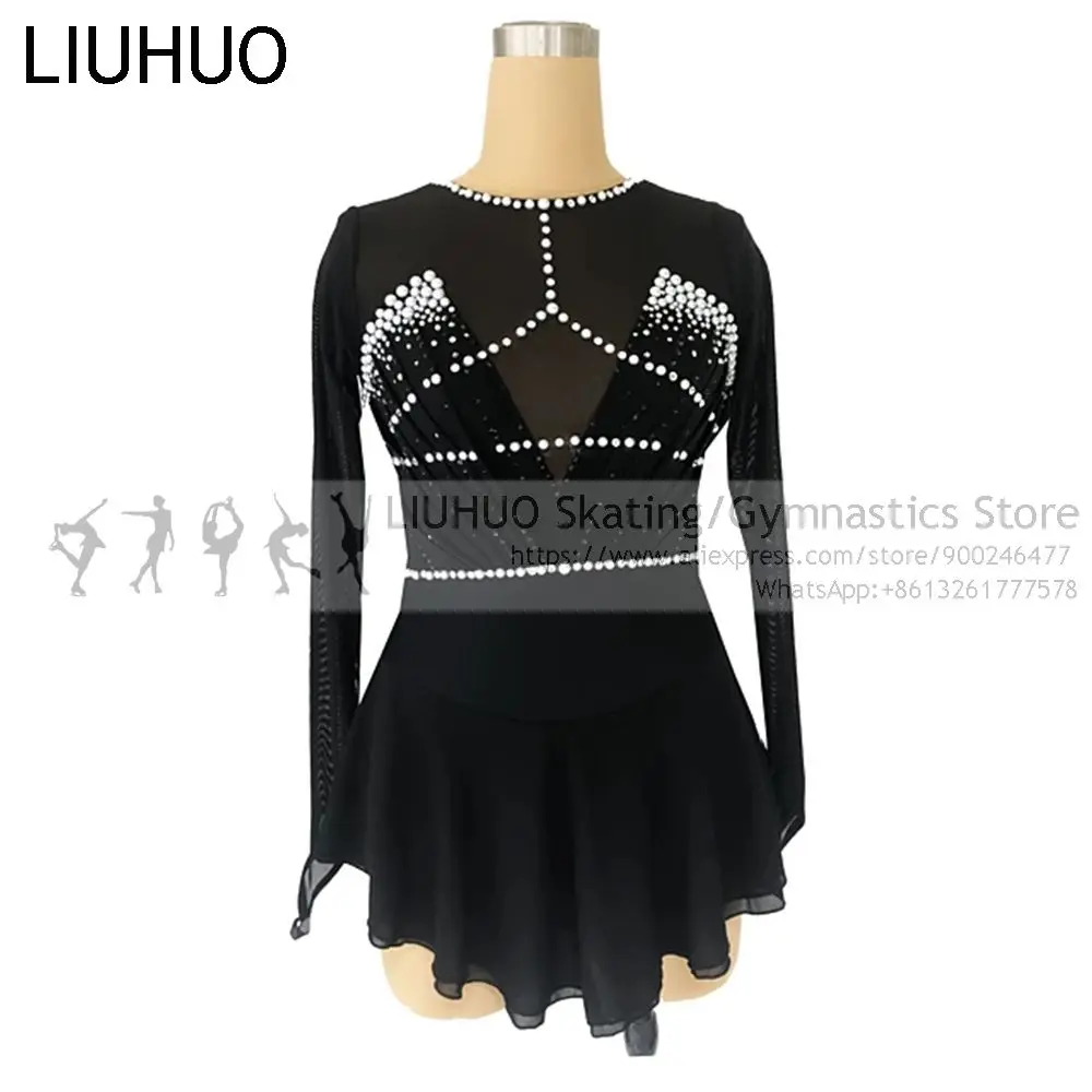 Платье для фигурного катания черные юбки девочек одежда выступлений