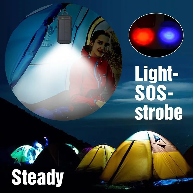 30000mah solar mobile phone power bank supply waterproof usb with cigarette lighter outdoor emergency led flashlight free global shipping