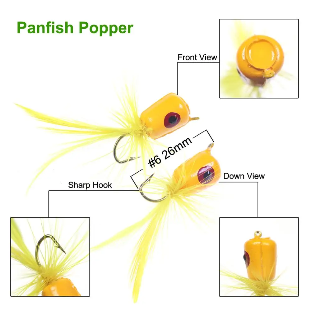 Бимуо 10шт. # 6. Topwater Panfish Popper Fly Fishing Poppers Искусственная приманка Белый Красный