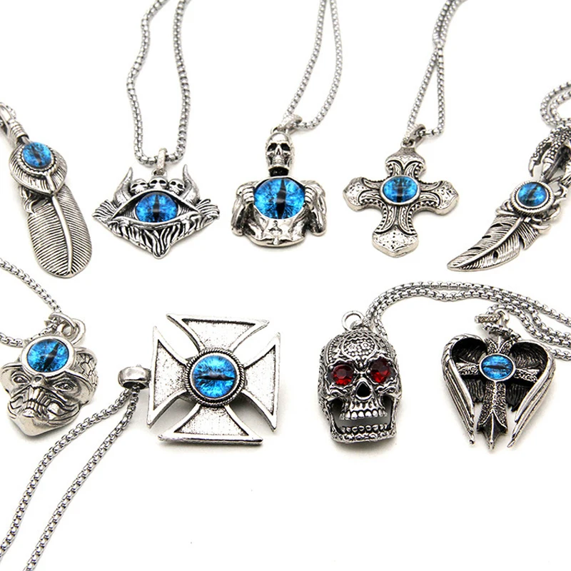 

New popular punk style titanium steel necklace alloy men's hip hop accessories stainless steel pendant