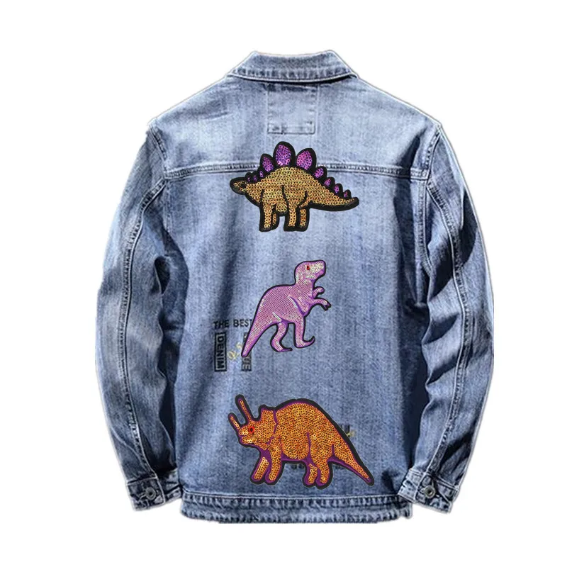 Блестки патч динозавр Diy Женская одежда Аксессуары аппликации железные нашивки