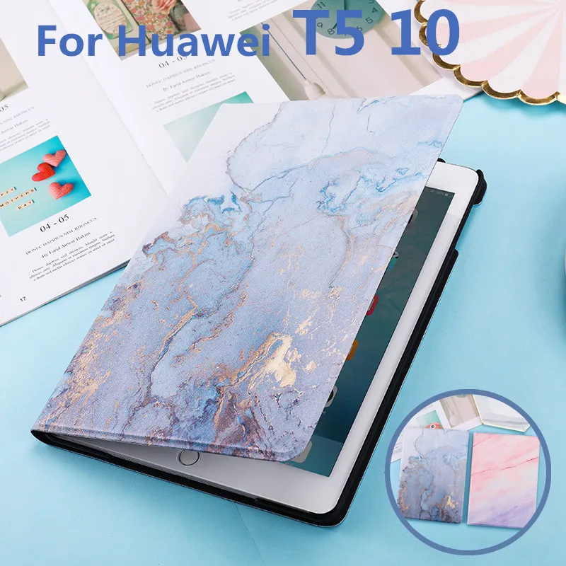 Модный чехол с мраморным рисунком для huawei T5 10, мягкий тонкий чехол из искусственной кожи для huawei Mediapad T5 10 AGS2-W09/L09/L03/W19 10,"+ ручка