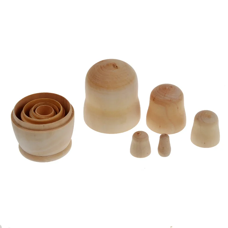 

New Arrival 5pcs/set Unpainted DIY Blank Wooden Embryos Russian Nesting Dolls Matryoshka Toy