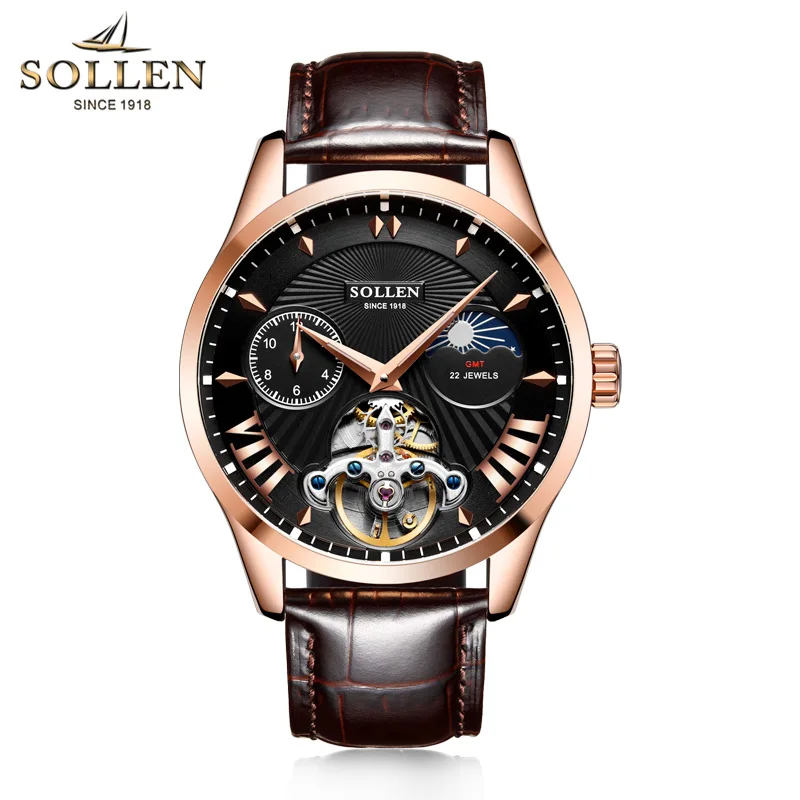 

Original SOLLEN Men's Automatic Mechanical Watch Fashion Belt Waterproof Mechanical Watch