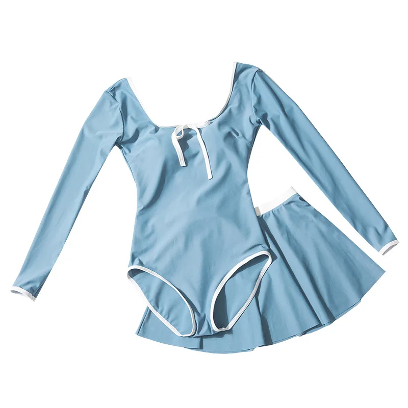 

Sexy One Piece Swimsuit For The Pool Women Whole Swimwear Skirt With Long Sleeve Showing Hot Print Polyester Sierra Surfer Plus