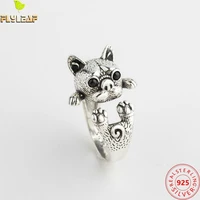 real 925 sterling silver jewelry puppy dog open rings for women original design femme vintage popular accessories 2022 trend new