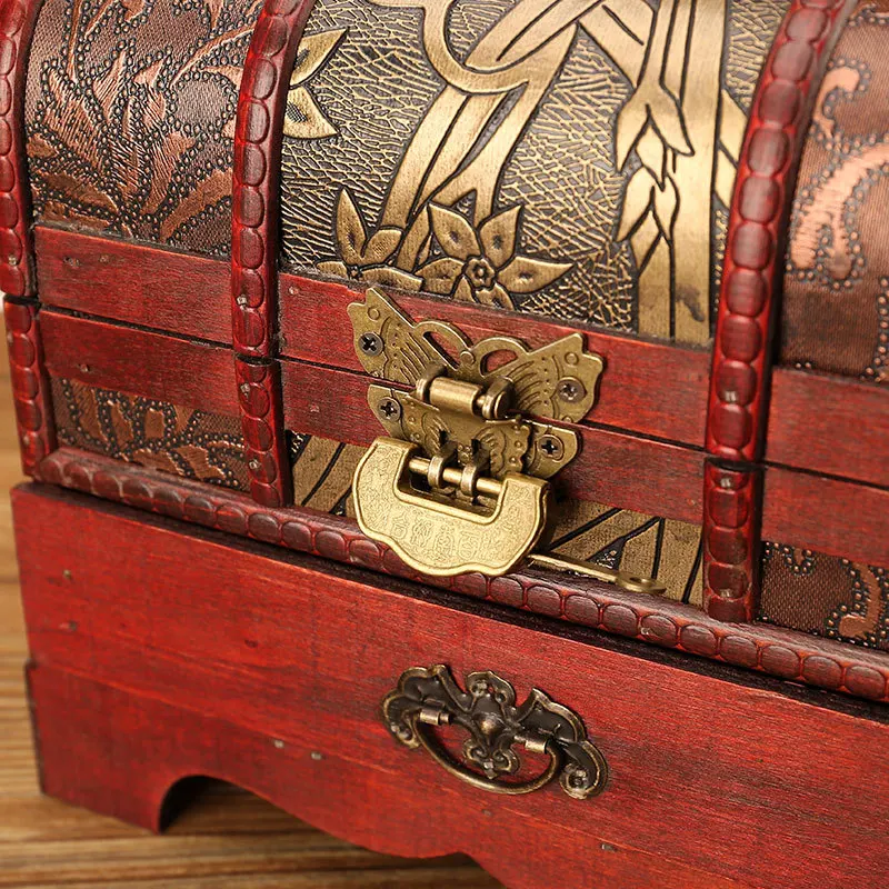 Классическая античная деревянная шкатулка для драгоценностей украшений с
