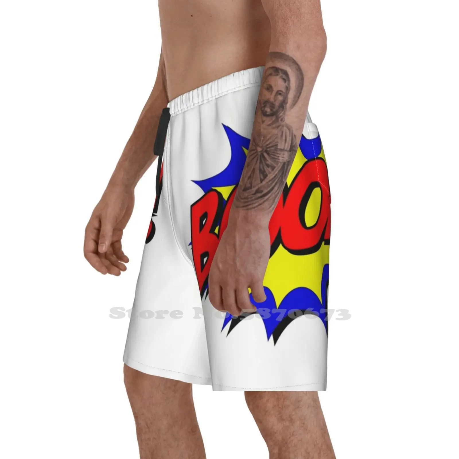 Модные новые мужские пляжные шорты комикс бум-бум дуб комикс-книга обзор бум |