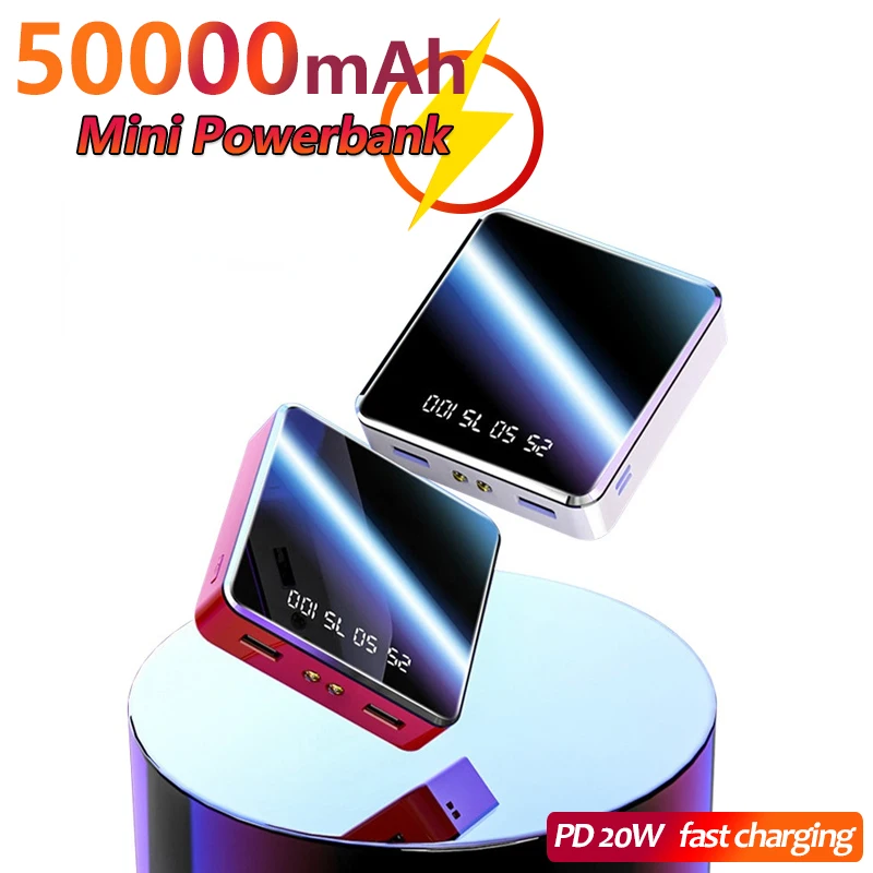 

50000mAh Mini Power Bank with Lithium Polymer Fast Charging Battery Portable Small External Battery Charger for Xiaomi Mi IPhone