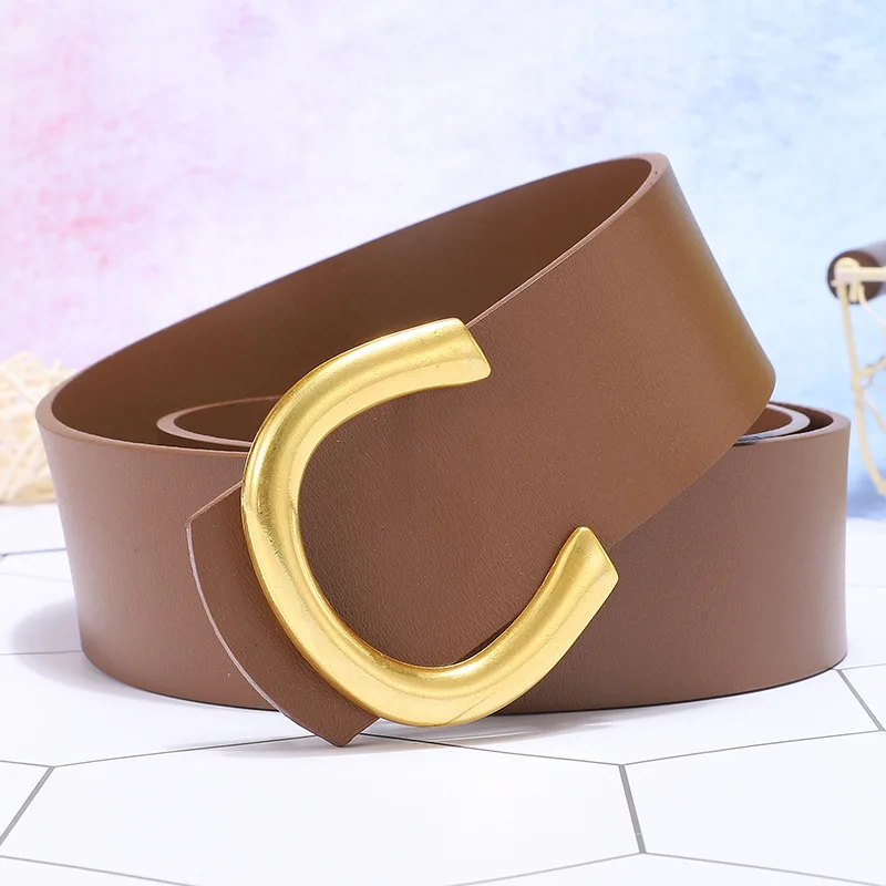 

2021The New C Type Smooth Buckle Unisex Belt Female Watch Strap Casual Wild lady Adjustable Belt Designer High Quality Brand