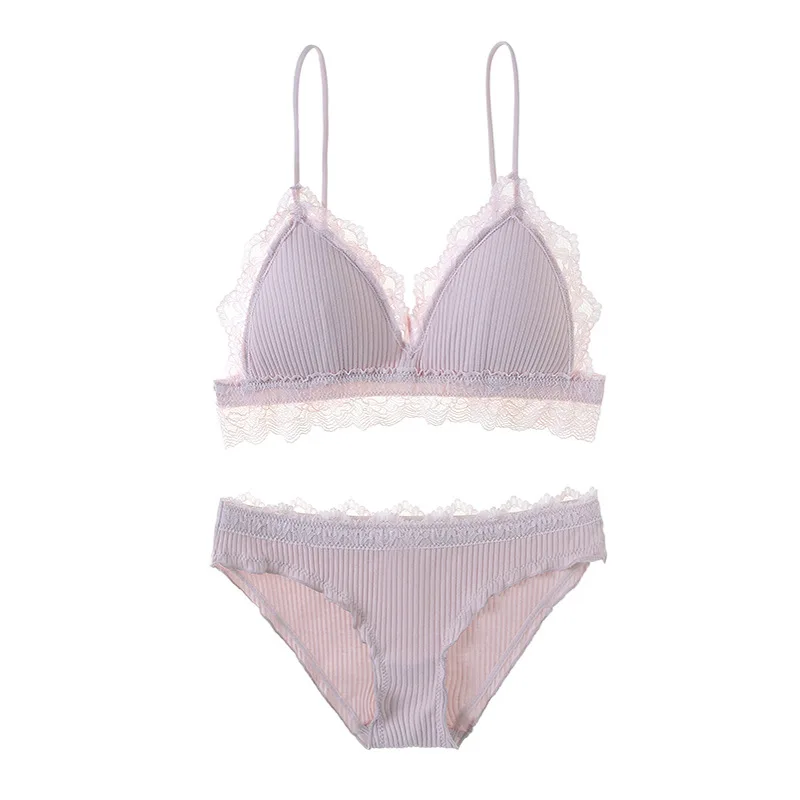 Кружевной хлопковый бюстгальтер в полоску со съемной подкладкой комплект с