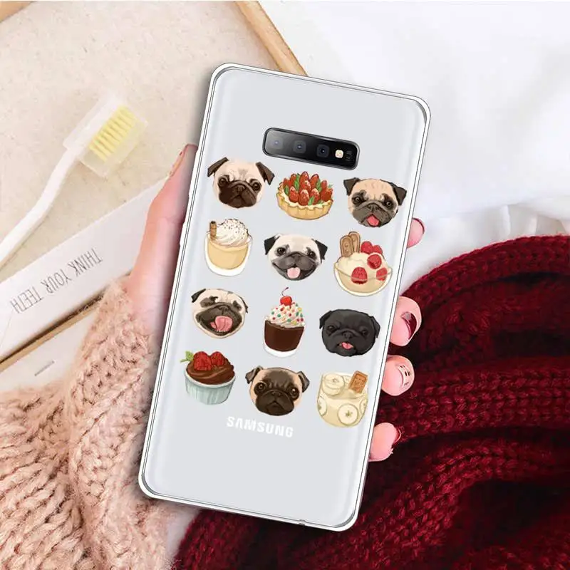 

Cute Pug French Bulldog Phone Case Transparent for samsung A 21s 50 51 71 S 8 9 20 20fe note 10 20 ultra plus