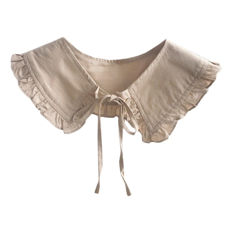 

Women Shirt False Decorative Collars Corrugated Edge Shawl Detachable Neckwear for Sweater Dress Decororation B36D