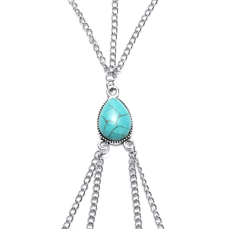 Шикарная многослойная цепочка для ног Пляжная с каплевидными камнями