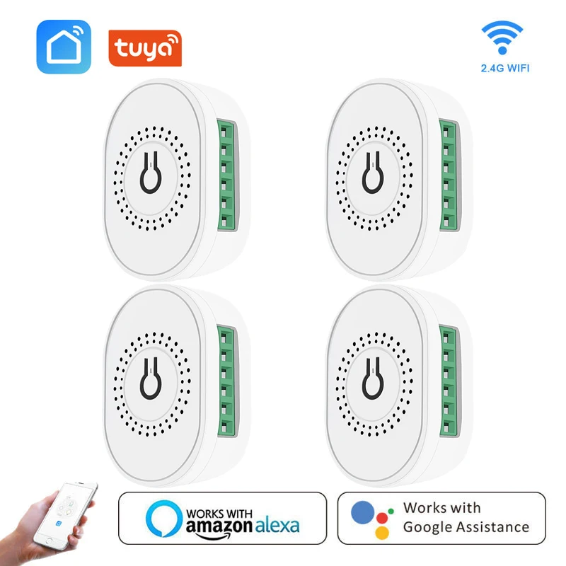 

Tuya Smart 16A Mini DIY Tuya Switch Relay Breaker With Or Without Neutral Wire Smart Life Alexa Google Home 2-way Control