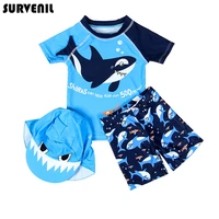 childrens swimwear baby bathing suit 3 pieces shark dinosaur cute short sleeve swimming suits for boys toddler kids beach wear