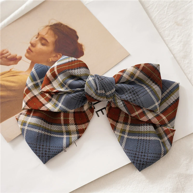 

New Women Girls Cute Plaid Big Bow Stripe Headband Sweet Hair Ornament Clips Hairpins Fashion Headdress Hair Accessories
