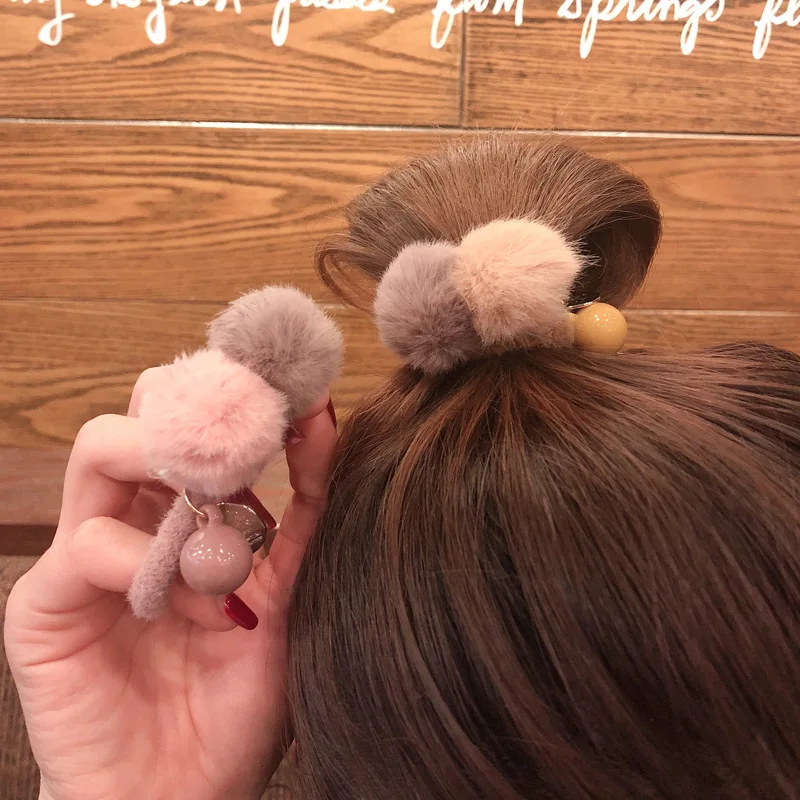 Милый плюшевый шарик веревка для волос девочек в стиле ретро монеты эластичные