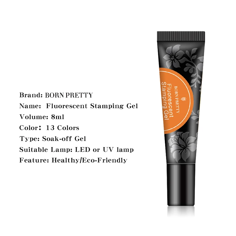 Неоновый флуоресцентный Гель лак BORN PRETTY 8 мл для штамповки ногтей цветной