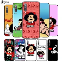 animated cute mafalda soft tpu for xiaomi mi 11i 11 10t 10 9t 9 a3 8 lite cc9 se note10 lite ultra pro black phone case