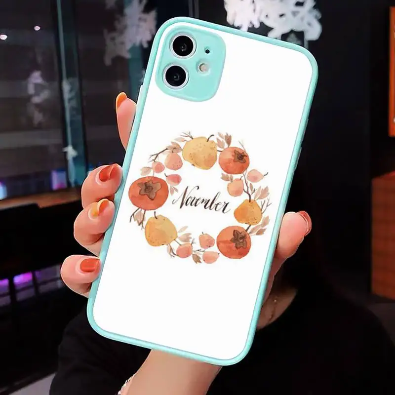 

Pumpkin Autumn leaf Flowers Phone Case Matte Transparent for iPhone 7 8 11 12 s mini pro X XS XR MAX Plus cover funda
